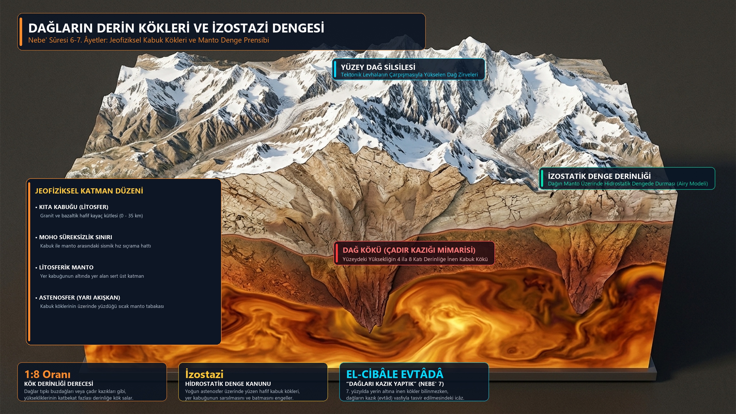 Dağların Derin Kökleri ve İzostazi Dengesi: Nebe’ Sûresi 6-7. Âyetler ve Jeofiziksel Litosfer-Astenosfer Dengesi