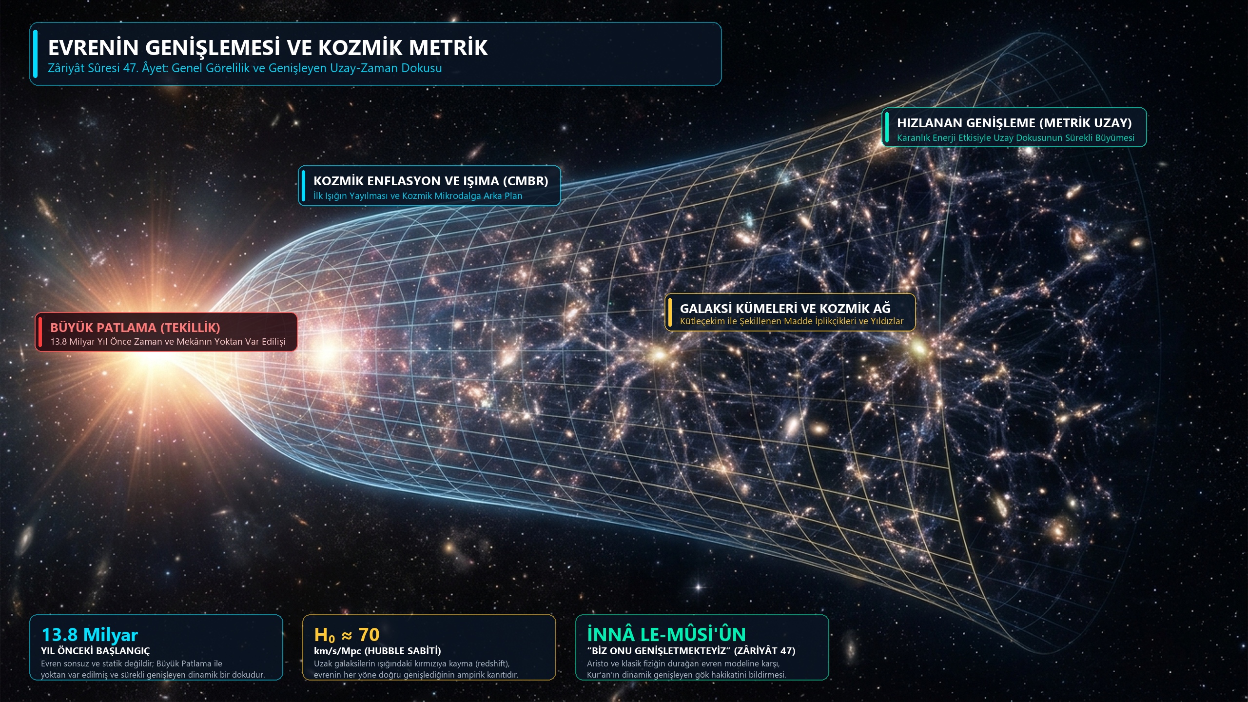 Evrenin Genişlemesi ve Kozmik Genleşme Metriği: Zâriyât Sûresi 47. Âyet ve Genel Görelilik Kozmolojisi