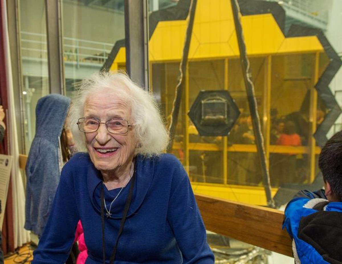 Nancy Grace Roman in front of the James Webb Space Telescope