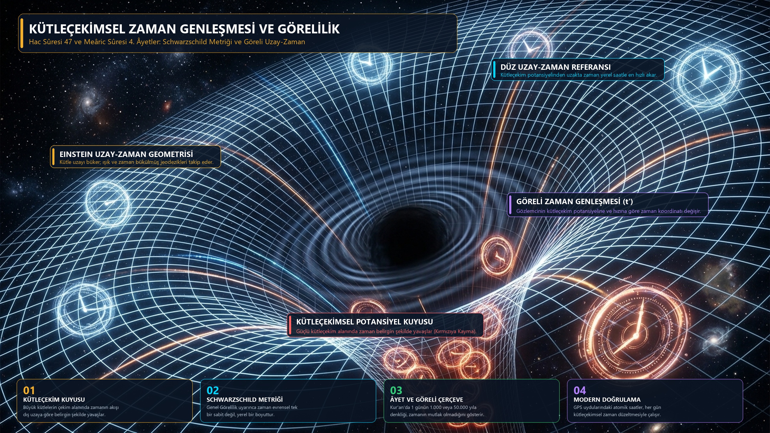 Zamanın Göreliliği ve Kütleçekimsel Zaman Genleşmesi: Hac Sûresi 47, Meâric Sûresi 4 ve Einstein Görelilik Teorisi