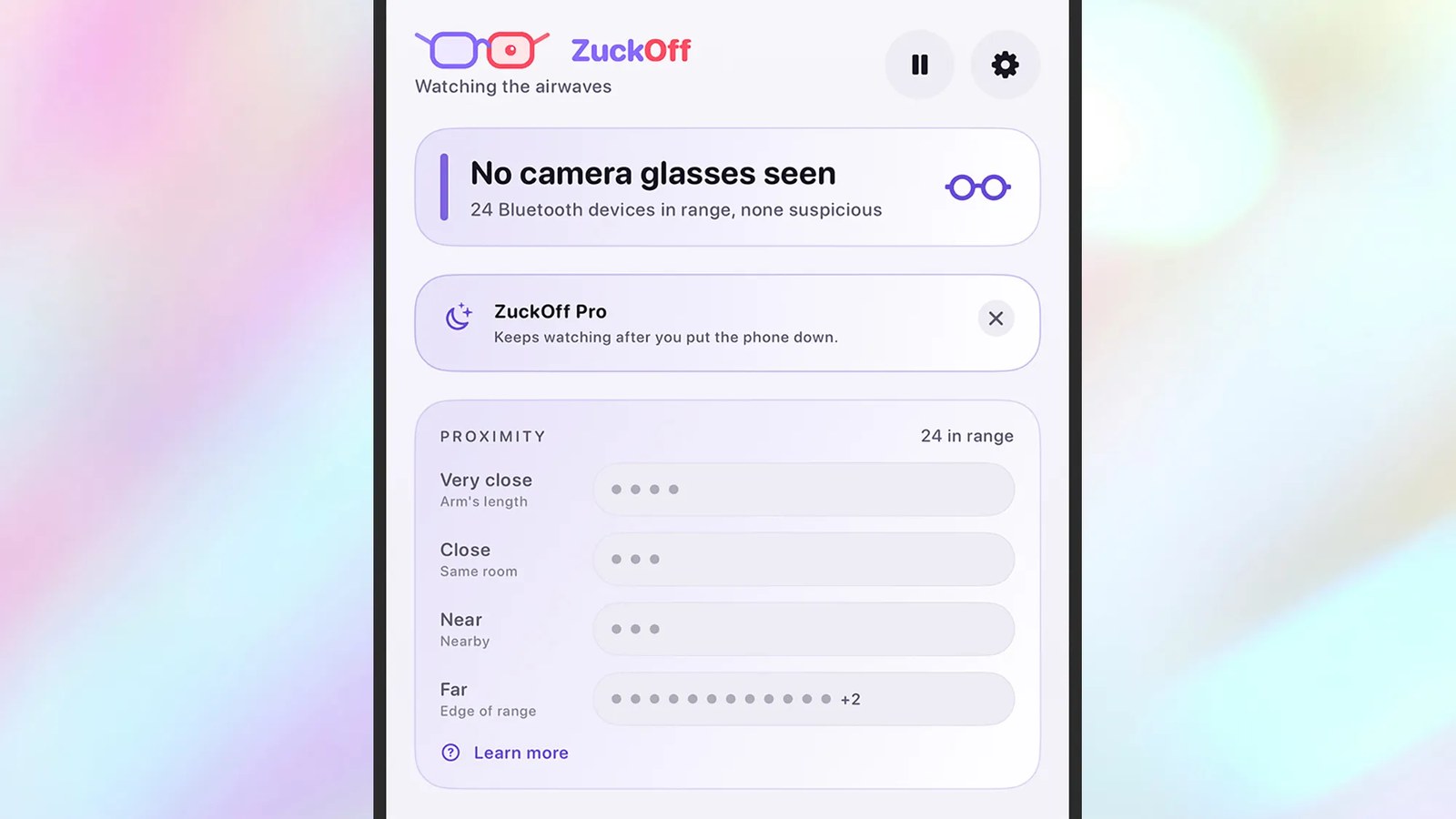 A screenshot of the ZuckOff app