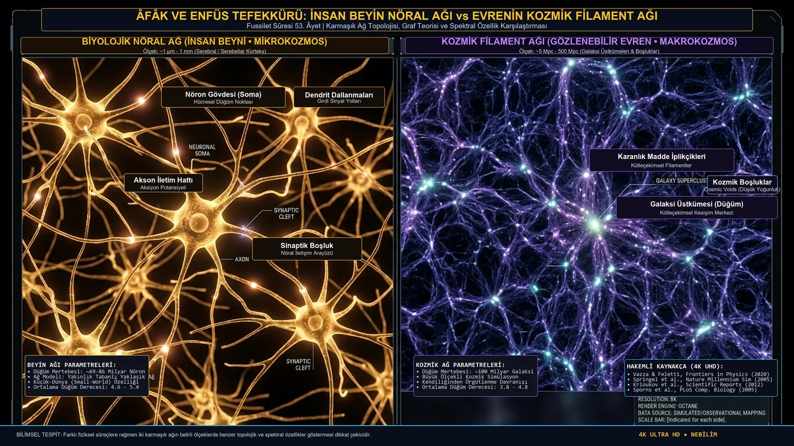 İnsan Beyin Nöral Ağı vs Evrenin Kozmik Filament Ağı 4K Türkçe Karşılaştırma